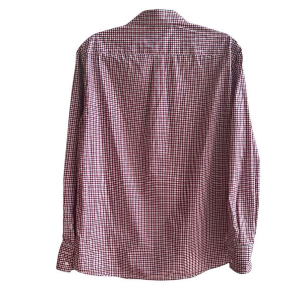 Brunello Cucinelli Men's Blue White Red Plaid Print Cotton Basic Fit Shirt M - Picture 2 of 5